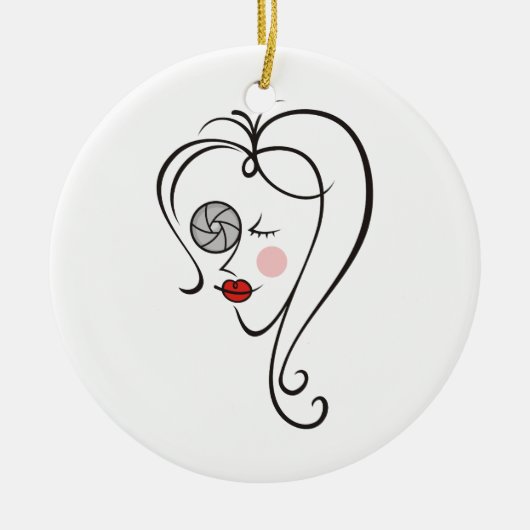 Vrouw fotograaf keramisch ornament (Voorkant)