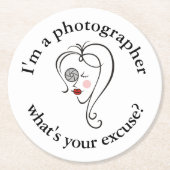 Vrouw fotograaf ronde kartonnen onderzetter (Voorkant)