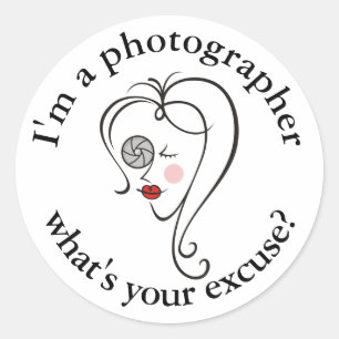 Vrouw fotograaf ronde sticker