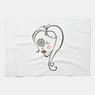 Vrouw fotograaf theedoek