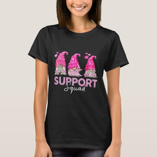 Vrouw Fun Gnomies Support Squad Borstkanker Awar T-shirt (Voorkant)