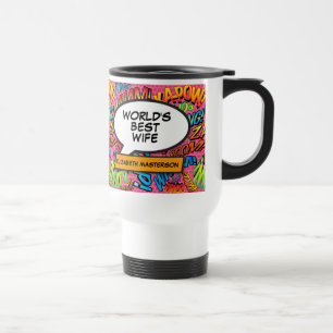 Vrouw Fun Moderne Retro Stripboek Pop Art Roze Reisbeker