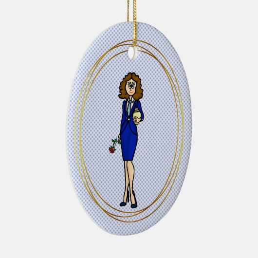 Vrouw Funeral Director Holding Urn Ornament (Rechts)