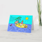 Vrouw Funny Cartoon Desert Island Kerst Feestdagen Kaart (Voorkant)