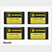 Vrouw Funny Warning Sign Rechthoekige Sticker (Vel)