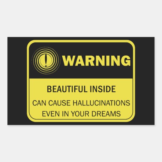 Vrouw Funny Warning Sign Rechthoekige Sticker (Voorkant)