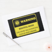 Vrouw Funny Warning Sign Rechthoekige Sticker (Envelop)