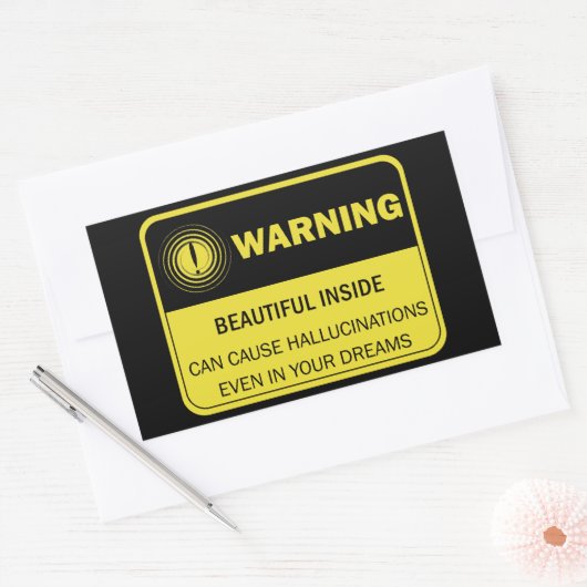 Vrouw Funny Warning Sign Rechthoekige Sticker (Envelop)