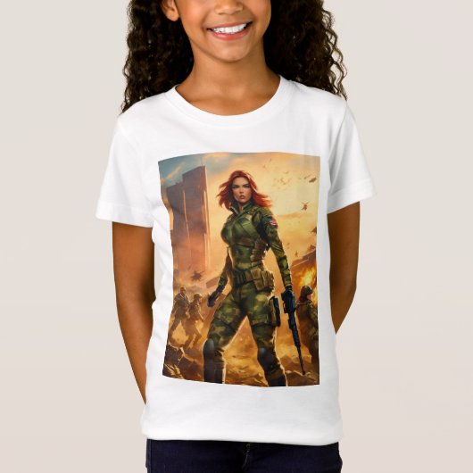 Vrouw G. I. Joe Scarlett met design T-shirt (Voorkant)