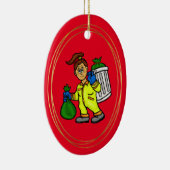 Vrouw Garage Collector kerstversiering Keramisch Ornament (Rechts)