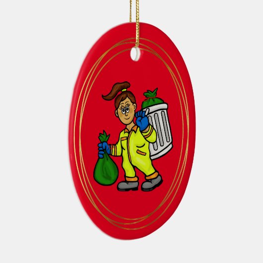 Vrouw Garage Collector kerstversiering Keramisch Ornament (Rechts)