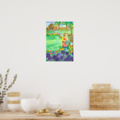 Vrouw Gardening Allium Waterverf Flowers Poster (Keuken)
