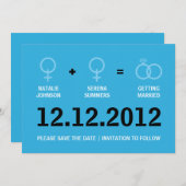 Vrouw Gay Marriage Save the Date (Voorkant / Achterkant)