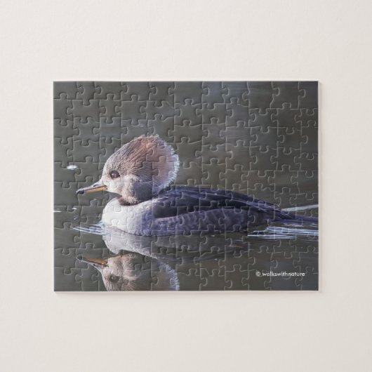Vrouw Geboste Merganser Duck bij de Pond Legpuzzel (Horizontaal)