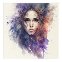 Vrouw geconfronteerd met Abstracte Waterverf