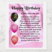 Vrouw Gedicht Wijnfles Label Happy Birthday Wijn Etiket (Enkel label)