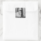 Vrouw Gedprezen als Man met fiets Vierkante Sticker (Tas)