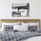 Vrouw Gedprezen als Man met fietsfoto Canvas Afdruk (Insitu (Slaapkamer))