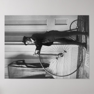 Vrouw Gedprezen als Man met fietsfoto Poster