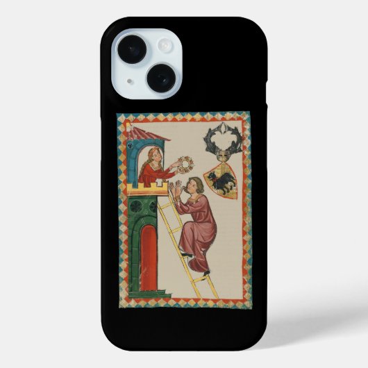 Vrouw geeft geschenk aan vrijer, 14e eeuw Case-Mate iPhone case (Achterkant)