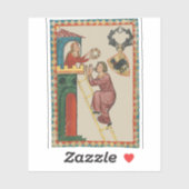 Vrouw geeft geschenk aan vrijer, 14e eeuw sticker (Vel)