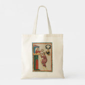 Vrouw geeft geschenk aan vrijer, 14e eeuw tote bag (Achterkant)