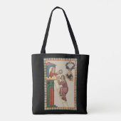 Vrouw geeft geschenk aan vrijer, 14e eeuw tote bag (Achterkant)