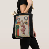 Vrouw geeft geschenk aan vrijer, 14e eeuw tote bag (Dichtbij)