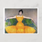 Vrouw Geel Jurk Maxwell Kurzweil Briefkaart (Voorkant)