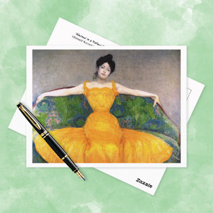 Vrouw Geel Jurk Maxwell Kurzweil Briefkaart