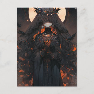 Vrouw Gekleed in Zwart Briefkaart