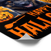 Vrouw gelukkig Halloween hond 1 Poster (Hoek)