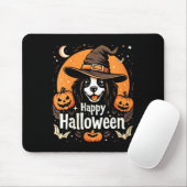 Vrouw gelukkig Halloween hond Muismat (Met muis)