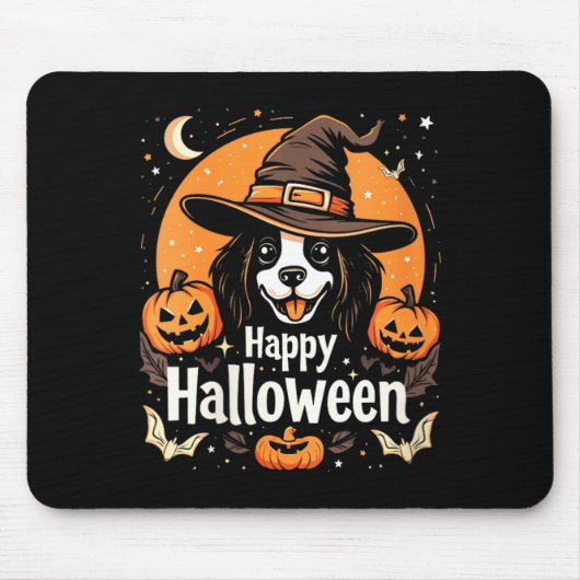Vrouw gelukkig Halloween hond Muismat (Voorkant)
