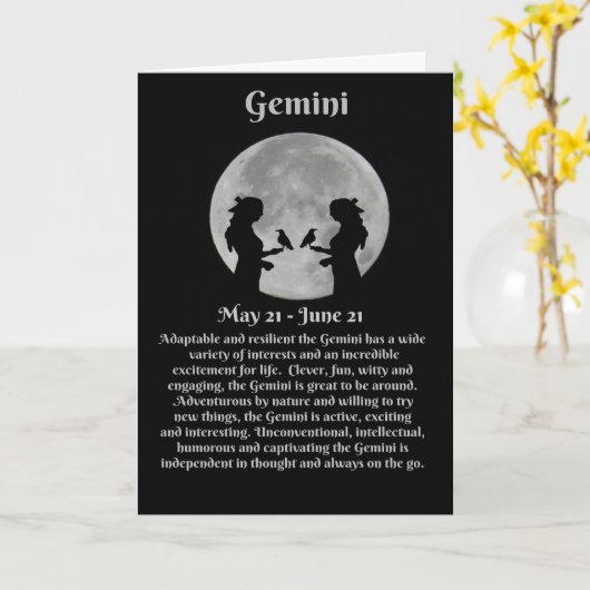 Vrouw Gemini Zodiac Happy Birthday Kaart (Gele Bloem)