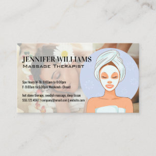Vrouw geniet van rugmassage Spa-dag Visitekaartje