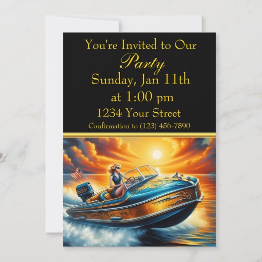 Vrouw Genieten van Ocean Breeze PARTY Kaart (Voorkant)