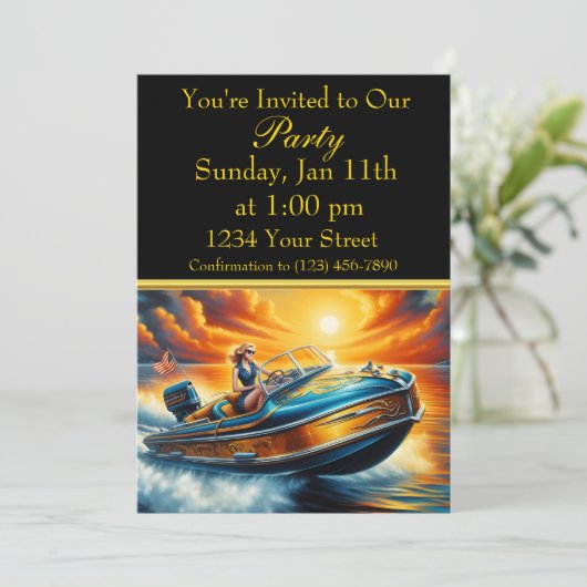 Vrouw Genieten van Ocean Breeze PARTY Kaart (Staand voorkant)