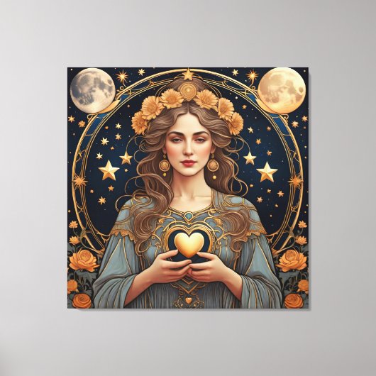 Vrouw Gepassioneerd Hart - Tarot Canvas Afdruk (Voorkant)