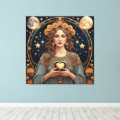 Vrouw Gepassioneerd Hart - Tarot Canvas Afdruk (Insitu (Houten vloer))