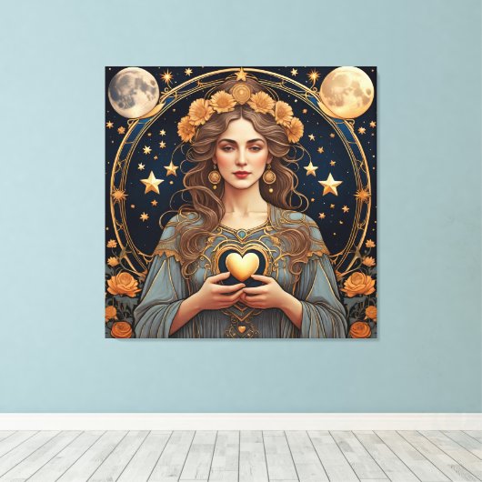 Vrouw Gepassioneerd Hart - Tarot Canvas Afdruk (Insitu (Houten vloer))