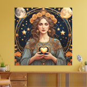 Vrouw Gepassioneerd Hart - Tarot Canvas Afdruk (Insitu (Woonkamer))