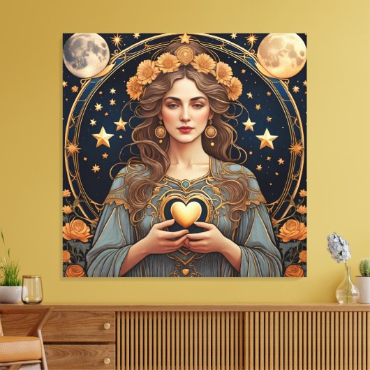Vrouw Gepassioneerd Hart - Tarot Canvas Afdruk (Insitu (Woonkamer))