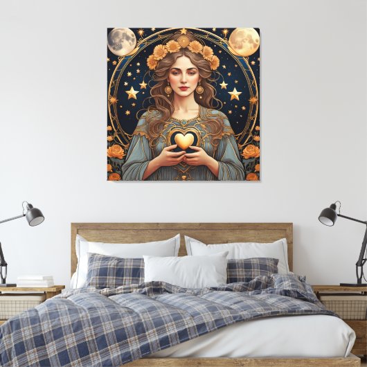 Vrouw Gepassioneerd Hart - Tarot Canvas Afdruk (Insitu (Slaapkamer))