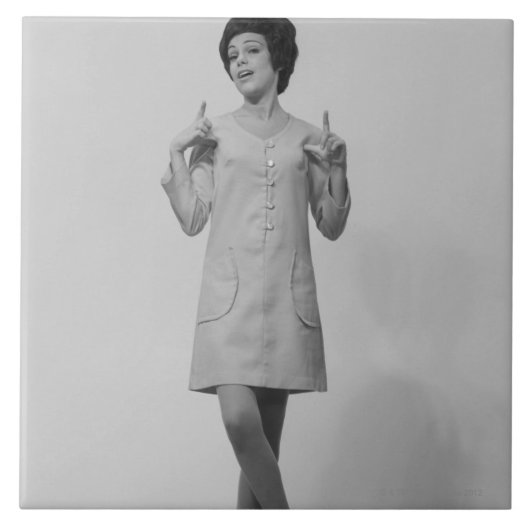 Vrouw Gesturing Tegeltje (Voorkant)