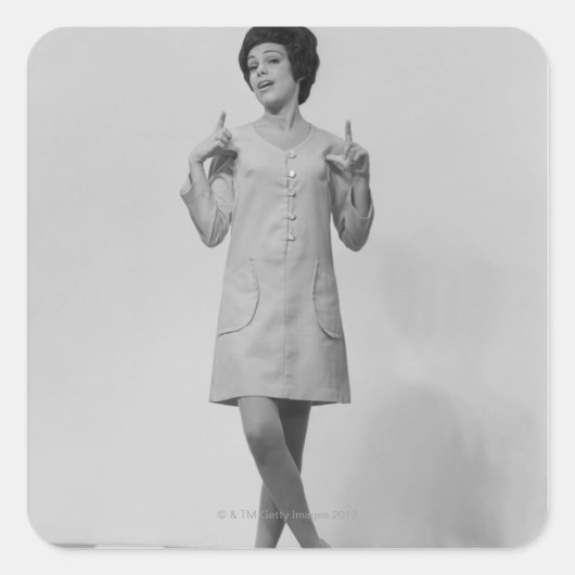 Vrouw Gesturing Vierkante Sticker (Voorkant)