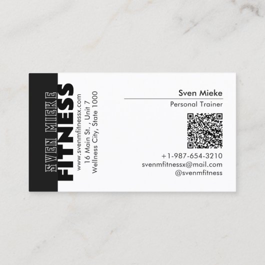 Vrouw Gewichtheffen Fitness Zwart Wit Visitekaartje (Achterkant)