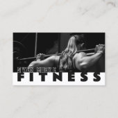 Vrouw Gewichtheffen Fitness Zwart Wit Visitekaartje (Voorkant)