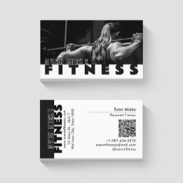 Vrouw Gewichtheffen Fitness Zwart Wit Visitekaartje