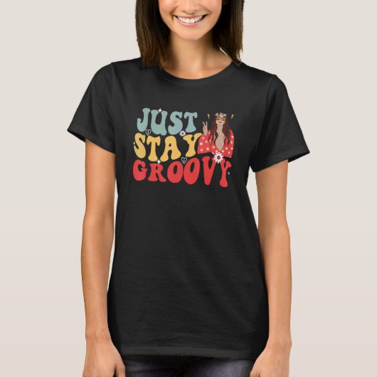 Vrouw gewoon Groovy Peace Sign-glas T-shirt (Voorkant)